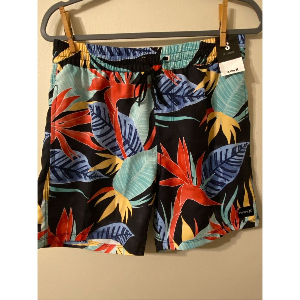 New NWT‎ Hurley Mens Floral Black Board Shorts Size Small
